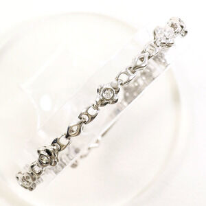 VINTAGE 14k Silver Diamond Charm Bracelet